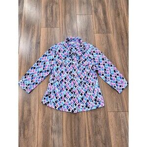 Christopher & Banks Womens M Geometric Print Button Front Jacket Blue Purple